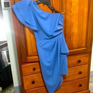 BTFBM• Size S• Off the Shoulder Light Blue Asymmetrical Peplum Dress